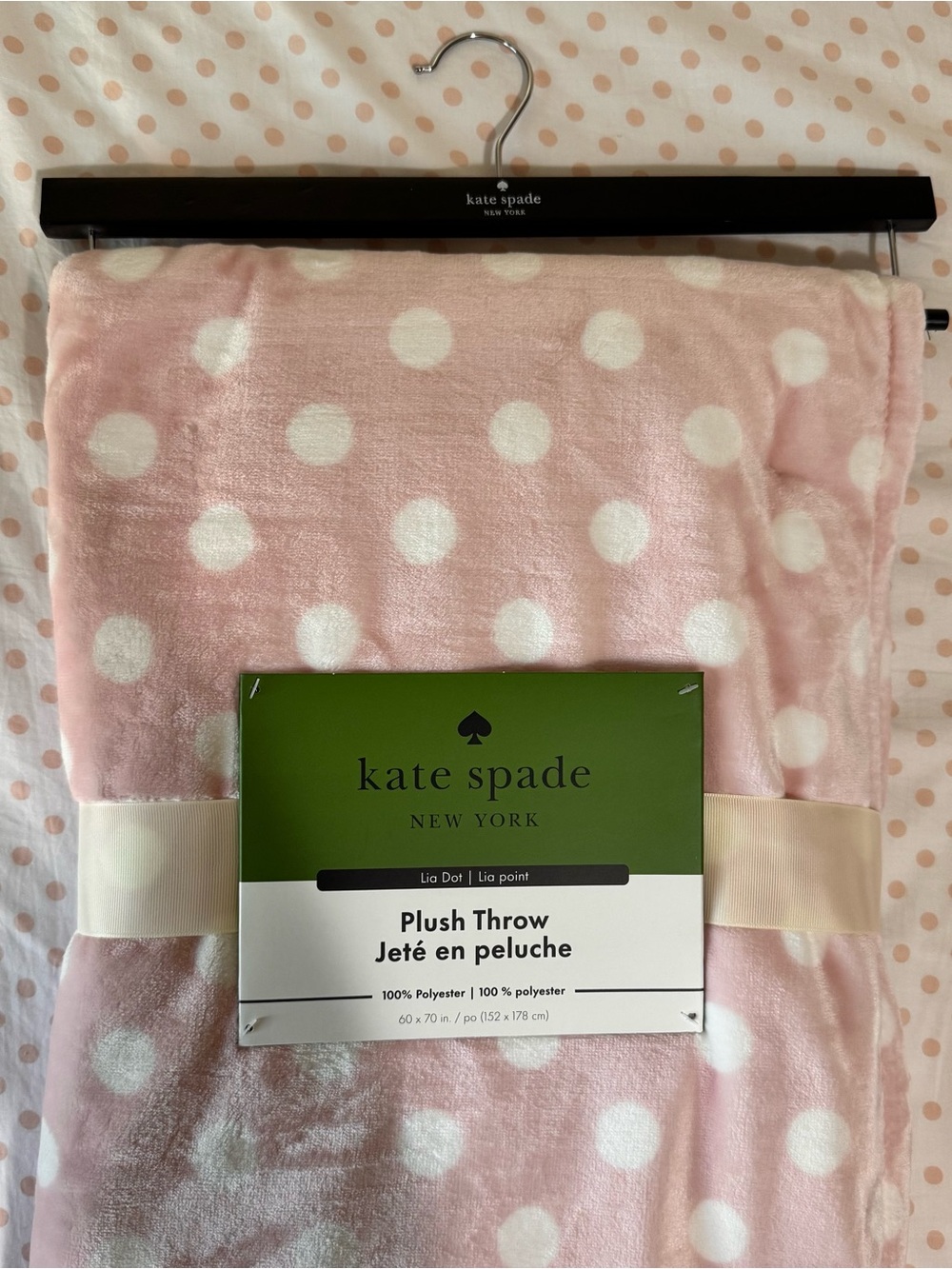 Kate Spade Lia Dot Plush Throw Blanket